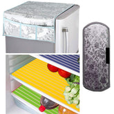 Kuber Industries PVC 3 Pieces Fridge Mats, 1 Piece Handle Cover and 1 Piece Fridge Top Cover (Grey) -CTKTC014607